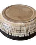 Large Ceramic Serving Bowl in Beige and Bronze