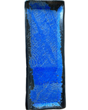A rectangular ceramic serving tray with a gradient of blue to purple color.
