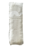 Long white ceramic stamped tray on white background