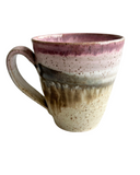 Pink, white, brown, beige mug on white background