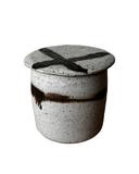 French butter keeper in white on white background. 