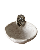 Ceramic herb puller bowl with textured surface on a white background