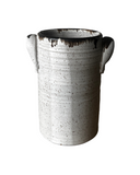 Utensil crock with handles on white background